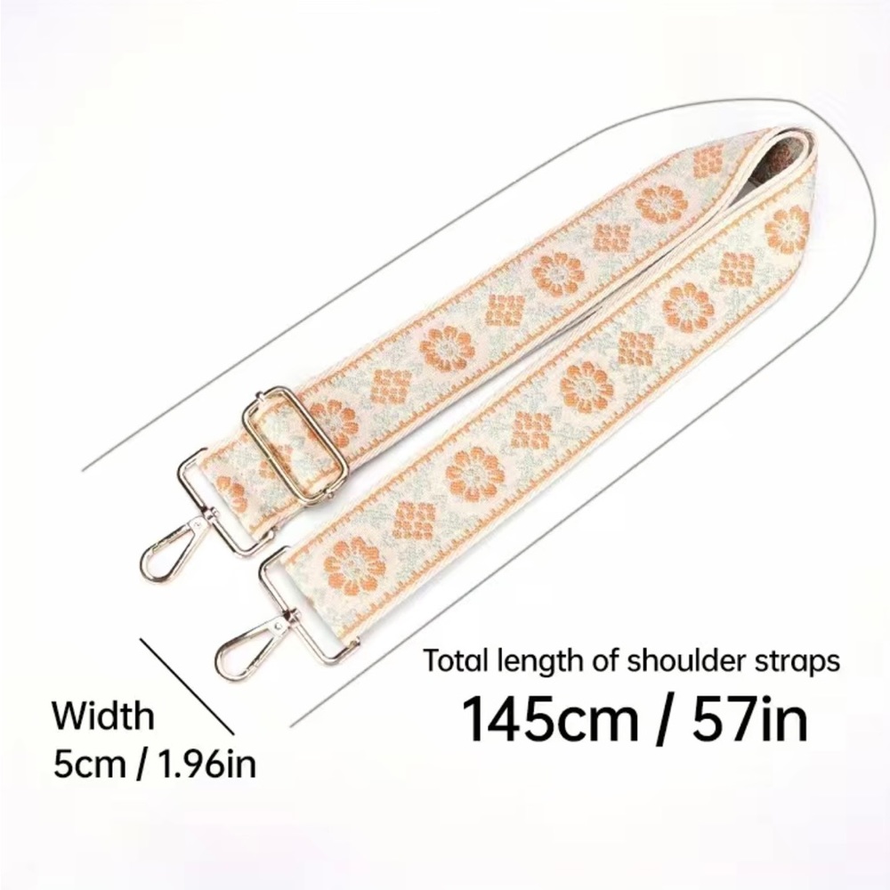 Vintage embroidered wide guitar strap style for sling bag
